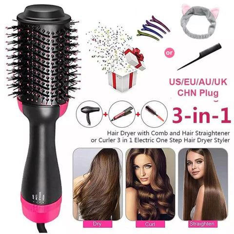 3-in-1 Hot Air Hair Dryer, Straightener & Curler